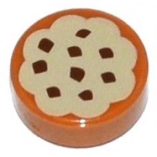 Part 98138pb014 Medium Dark Flesh Tile, Round 1 x 1 with Frosted Cookie Pattern 